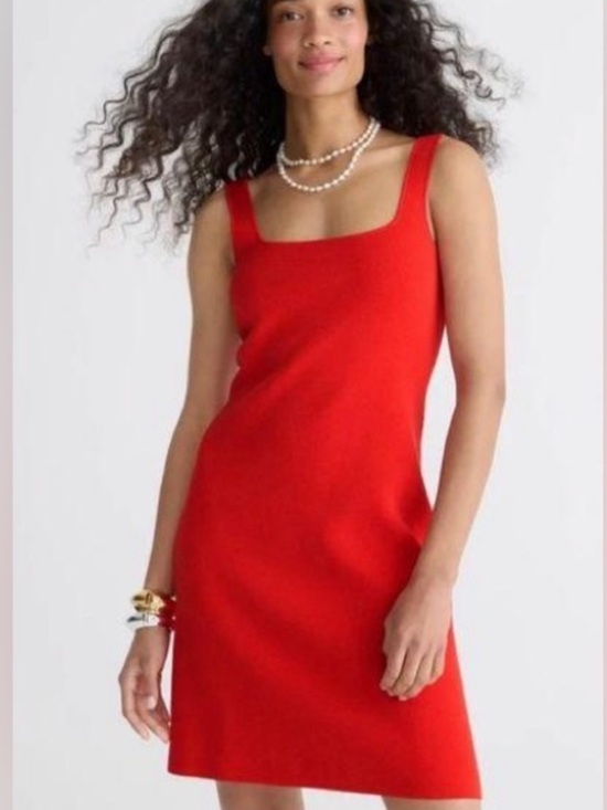 J. Crew Dresses & Skirts - J. Crew Square Neck Mini Sweater Dress Viscose Cotton Knit Red Size XXS BR343
